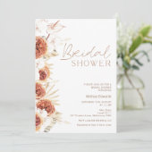 Invitation Rose orange brûlé Boho Fête des mariées florale (Debout devant)