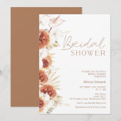 Invitation Rose orange brûlé Boho Fête des mariées florale (Devant / Derrière)