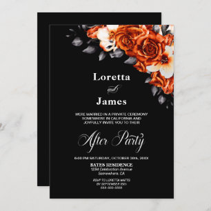 Invitation Rose orange brûlé Floral Noir Mariage Réception