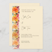 Invitation Rose orange moderne Mariage jaune  (Devant / Derrière)
