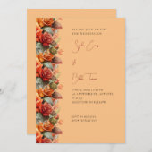 Invitation Rose orange moderne Mariage orange (Devant / Derrière)