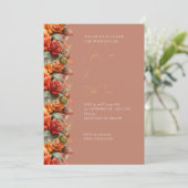 Invitation Rose orange moderne tombe Mariage Brown (Debout devant)