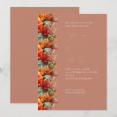 Invitation Rose orange moderne tombe Mariage Brown (Devant / Derrière)