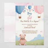 Invitation Rose ou Bleu : Baby shower d'ours en peluche pour (Devant / Derrière)