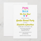 Invitation Rose Ou Bleu, On T'Aime ! Révélation de genre (Devant / Derrière)
