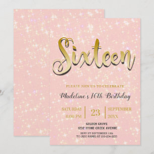 Invitation Rose Pailleté Sweet 16