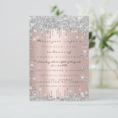 Invitation Rose Pailletée Argent Luxe Mariage Douce 16e (Debout devant)