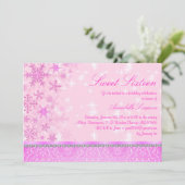 Invitation Rose Pailletée Flocon de Neige Sweet16 (Debout devant)