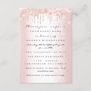 Invitation Rose Paillettes Gouttes Mariage Noces Douce 16e