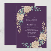 Invitation Rose Painter de Prune Mariage (Devant / Derrière)