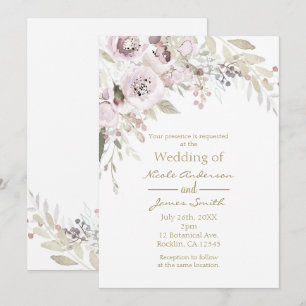 Invitation Rose Pâle Aquarelle Élégant Floral Mariage Nuptial