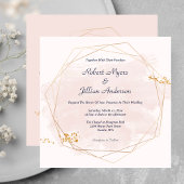 Invitation Rose pâle avec Mariage or