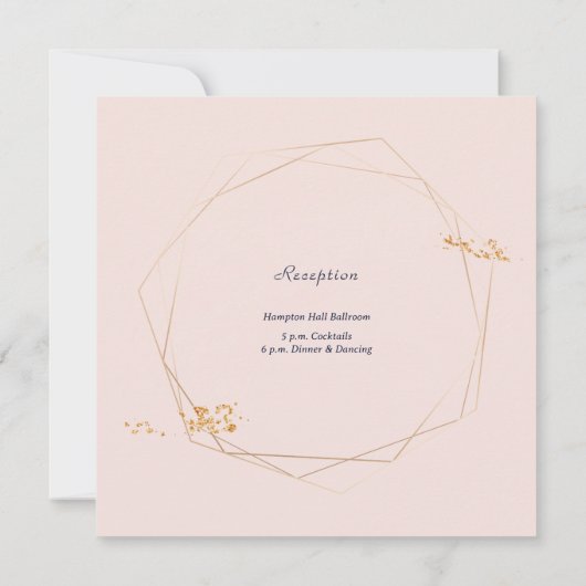 Invitation Rose pâle avec Mariage or (Dos)