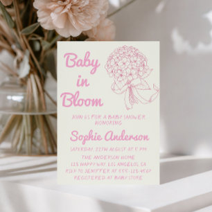 Invitation Rose Pâle Bébé en Fleurs Baby Shower Floral Bébé e
