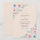Invitation Rose Pâle Captivant Mariage de Printemps (Devant / Derrière)