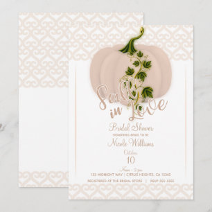 Invitation Rose Pâle Citrouille Amour D'AUTOMNE Cœurs Baby Sh