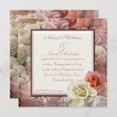 Invitation Rose pâle de pêche et fiançailles crème de rose (Devant / Derrière)
