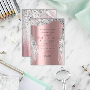 Invitation Rose pâle douce 16ème mariée gris argenté rose sci