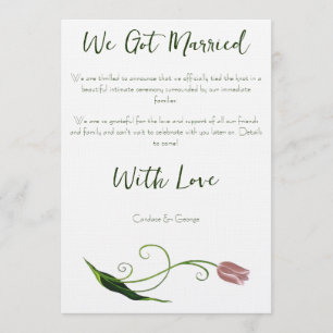 Invitation Rose Pâle Élégant Minimaliste Floral Tulipe