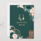 Invitation Rose Pâle Émeraude Vert Far West Quinceañera (Dos)
