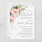 Invitation Rose Pâle et Fleurs Mariage Gris Déjeuner (Devant)