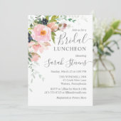 Invitation Rose Pâle et Fleurs Mariage Gris Déjeuner (Debout devant)