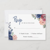 Invitation Rose Pâle et Floral Aquarelle Marine | Mariage (Devant)