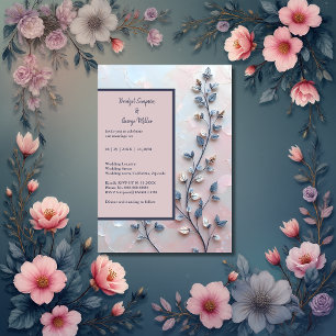 Invitation rose pâle et tonalité perle mariage de la branche