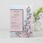 Invitation rose pâle et tonalité perle mariage de la branche (Debout devant)