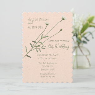 Invitation Rose pâle et une seule taille