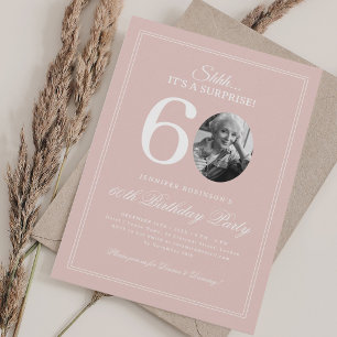 Invitation Rose Pâle Fête d'anniversaire surprise pour 60 a
