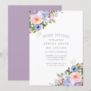 Invitation Rose Pâle Fleur Florale Aquarelle Douce 16