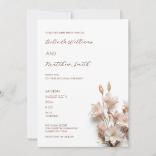 Invitation Rose Pâle Fleurs 3D Modernes