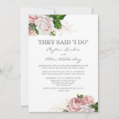 Invitation Rose Pâle Floral Blanc Réception de Fiançailles Se (Devant)