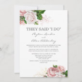 Invitation Rose Pâle Floral Blanc Réception de Mariage Intime (Devant)