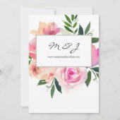 Invitation Rose Pâle & Floral Botanique Gris Mariage V2 (Dos)