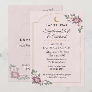 Invitation Rose Pâle Floral Dames Iftar Sororité Ramadan