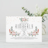 Invitation Rose pâle | Floral Moderne Fête des mariées élégan (Debout devant)