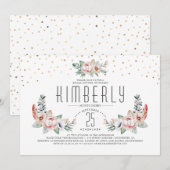 Invitation Rose pâle | Floral Moderne Fête des mariées élégan (Devant / Derrière)