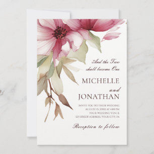Invitation Rose Pâle Floral Verset de la Bible Chrétienne Mar