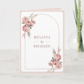 Invitation Rose Pâle Florale Pampas Code QR Mariage Poussiére (Devant)