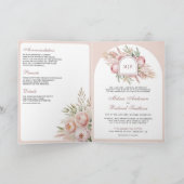Invitation Rose Pâle Florale Pampas Code QR Mariage Poussiére (Intérieur)
