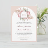 Invitation Rose Pâle Florale Pampas Code QR Mariage Poussiére (Debout devant)
