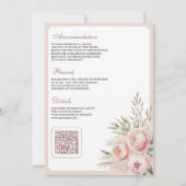 Invitation Rose Pâle Florale Pampas Code QR Mariage Poussiére (Dos)