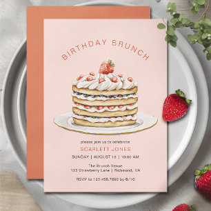 Invitation Rose pâle Jolie fille Anniversaire Brunch