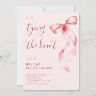 Invitation Rose Pâle Nœud Elle Attache le Nœud Enterrement de