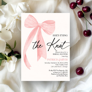 Invitation Rose Pâle Nœud Elle Attache le Nœud Réception de M