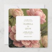Invitation Rose pâle | Olive vintage et Mariage Rose (Devant)