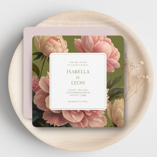 Invitation Rose pâle | Olive vintage et Mariage Rose