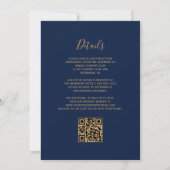 Invitation Rose Pâle Or Agate Bleu Nuit Code QR Mariage (Dos)